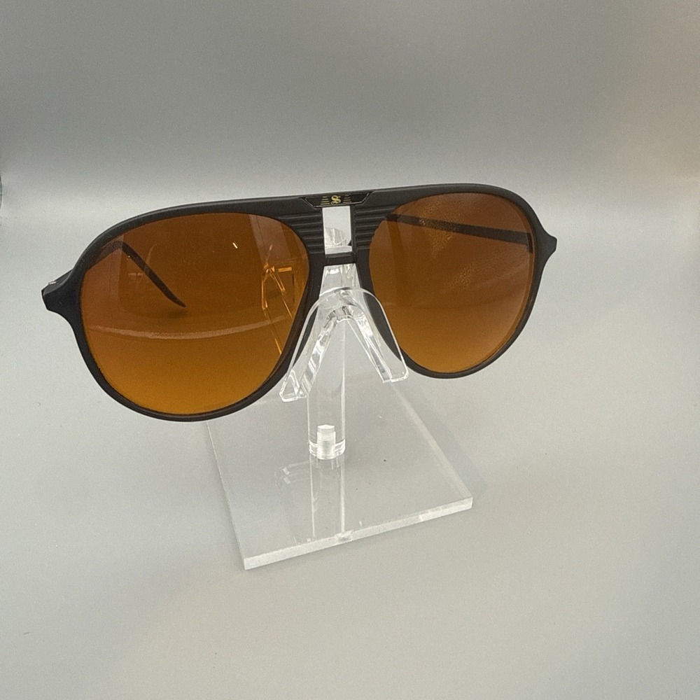 Vintage AmberVision Suntone Sunglasses 80s Aviators Beach Vibes Black Yellow Len